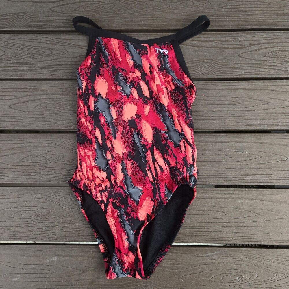 TYR DuraFast Lite Brandello Diamondfit 1 Pc Swim Red Youth Girl Sz 24 New